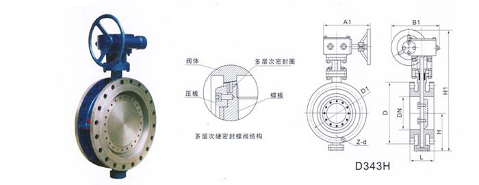 D343H蝸輪傳動(dòng)法蘭式多層次硬密封蝶閥